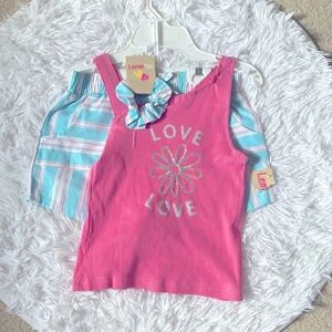 Lemon Kiss Girls Shorts and Tank Set with scrunchie